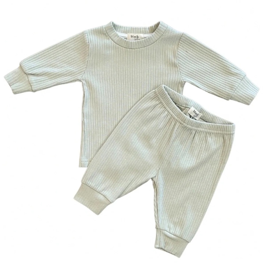 PISTACHIO | Ribbed organic baby toddler pants set